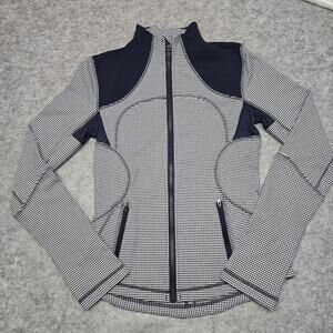 Lululemon Women's 6 Blue White Full Zip Track Jacket Mock Neck Vintage